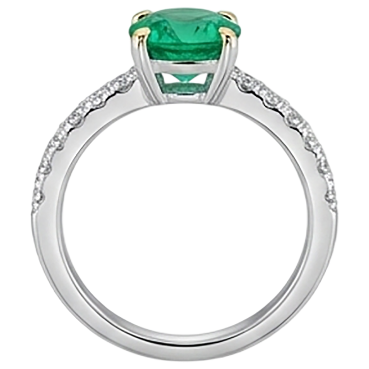 Bague Pierre Précieuse Or Deux Tons 14 Carats avec Émeraude – vue arrière