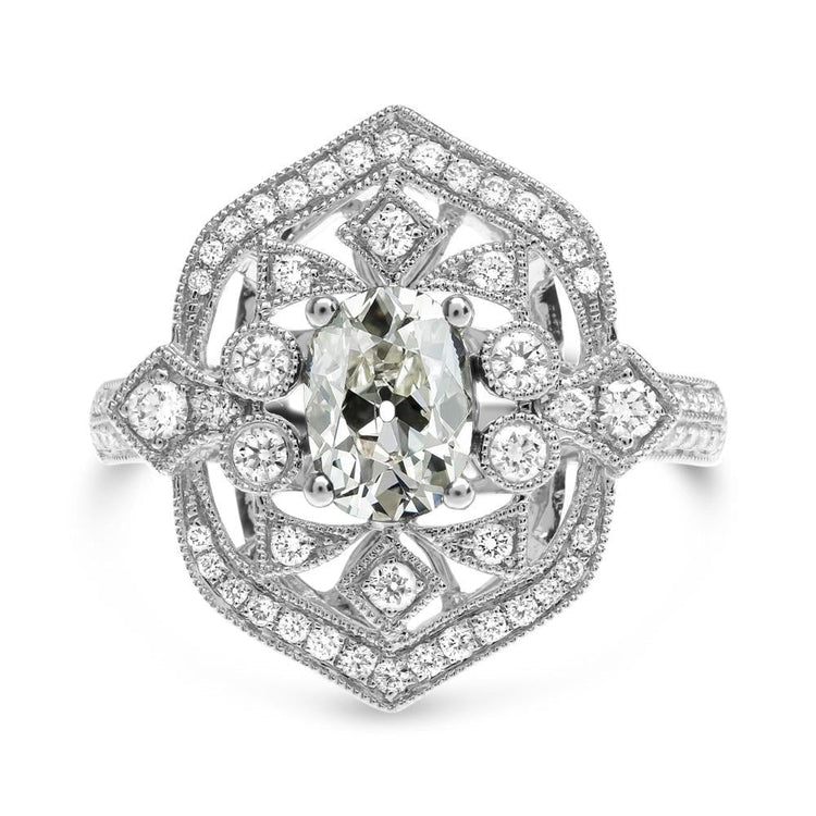 Dames Halo Oval ancienne mine Cut Véritable Diamond Ring Style Antique 6 Carats