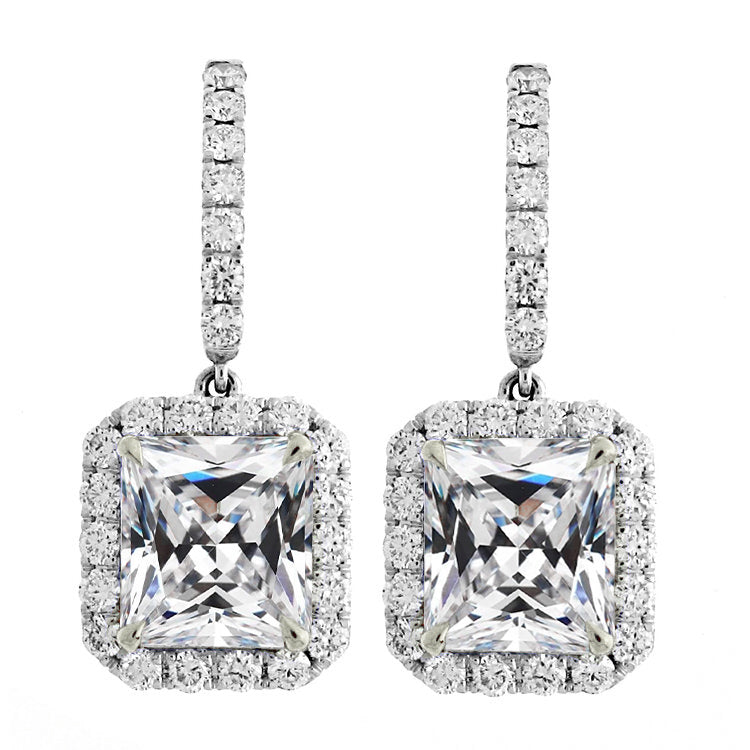 Pendants d'Oreilles Or Blanc 14 Carats avec Diamant – vue principale