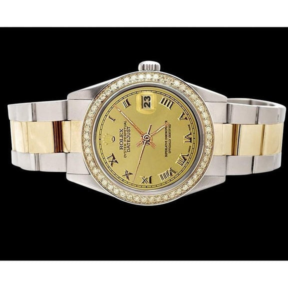 Datejust Champagne Cadran Romain Montre acier inoxydable & Or Bracelet Rolex