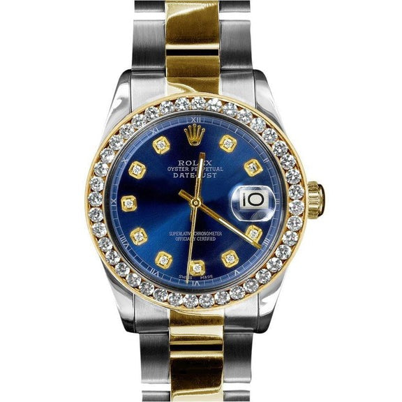 Datejust Rolex Homme Or Jaune acier inoxydable Montre Deux Tons reglage rapide