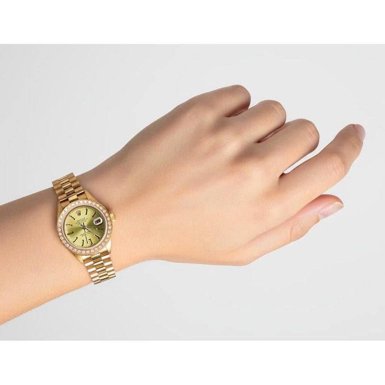 Datejust Rolex still présidentiel cadran diamant cadran bâton de champagne G P2