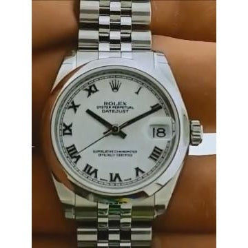 Datejust taille moyenne rolex Montre Jubilé Bracelet Cadran Blanc Bâton acier inoxydable4