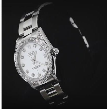 Datejustrolex Montre de taille moyenne avec lunette en diamant personnalisée et bracelet huître acier inoxydable3