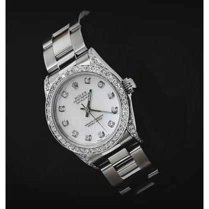 Datejustrolex Montre de taille moyenne avec lunette en diamant personnalisée et bracelet huître acier inoxydable