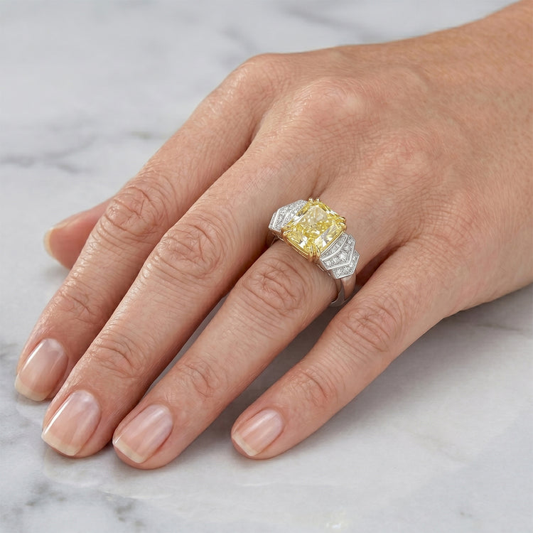 De luxe Bague Joaillerie avec Diamant Jaune Fancy Pureté VVS