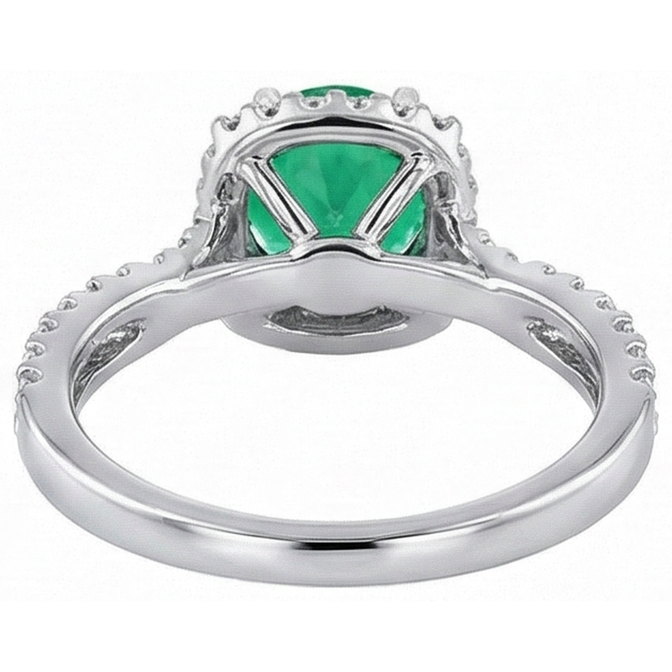 Émeraude Fine Bague Pierre Précieuse 2 carats Or 14K Bicolore – vue arrière