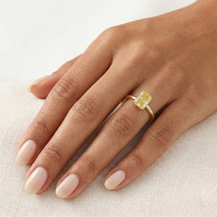 Diamant Jaune Fancy taille Taille Radiant Bague Mono-Pierre 2