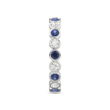 Diamant_Bande_d' Éternité_2 Carat_Lunette_Set_Rond_Saphir_Bleu_Dames