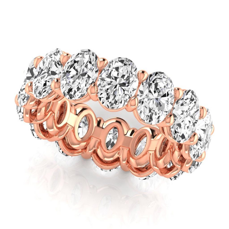 Diamant Ovale 10,50 Ct Or Rose Bande d'Eternite Naturel Diamant Bijoux
