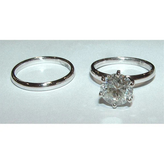 Diamants Solitaire Bague Set 2.0 Ct Réel Diamant Or Blanc
