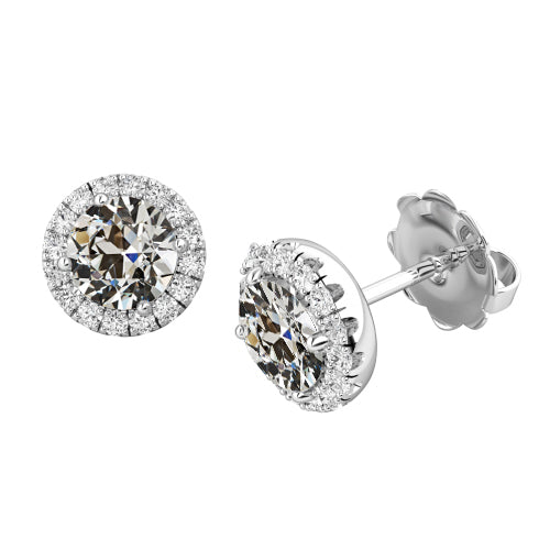 Diamant Coussin Antique Pendants d'Oreilles en Or Blanc 14 Carats – vue principale