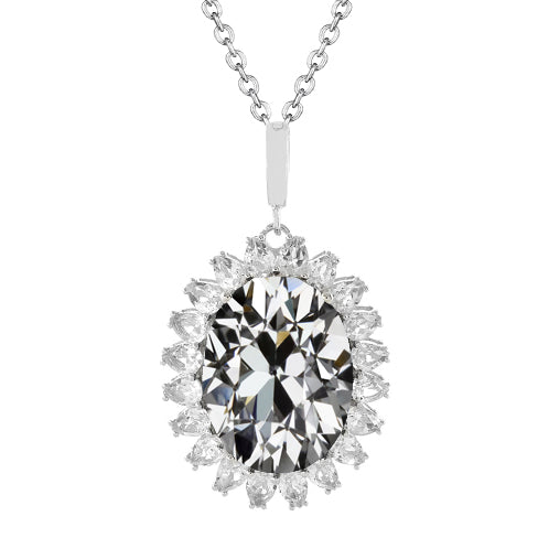 Collier Pendentif Or Blanc 14 Carats avec Diamant Fin – vue principale