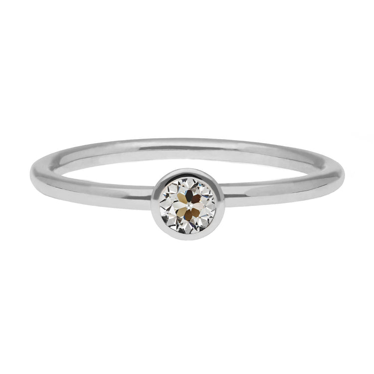 Brillant Coussin Antique Bague Mono-Pierre en Or Blanc 14 Carats – vue principale