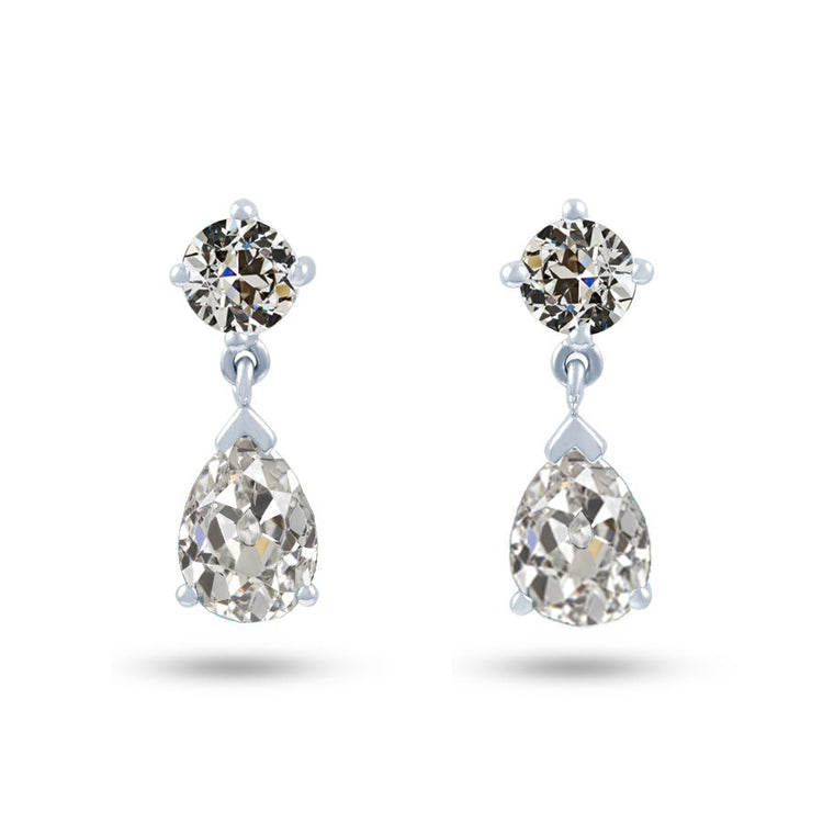Puces d'Oreilles Or Blanc 14 Carats avec Diamant Fin – vue principale