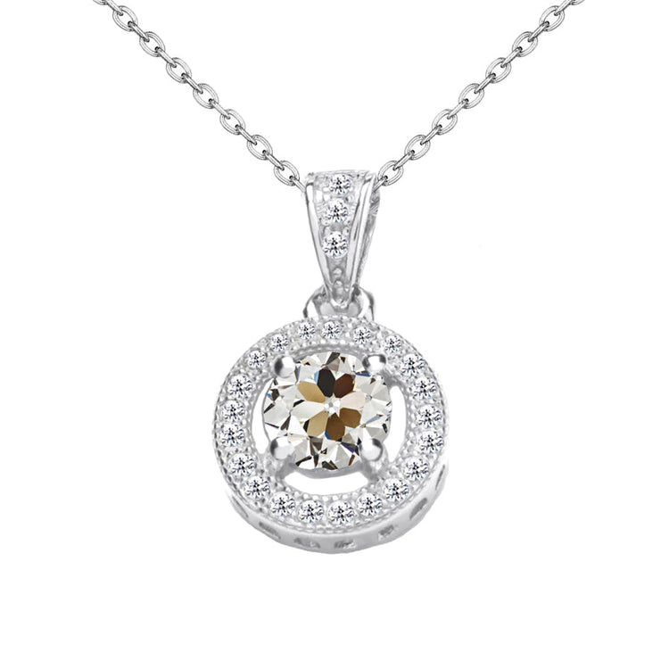 Taille Old Mine Brillant bague en Or Blanc 14 Carats – vue principale