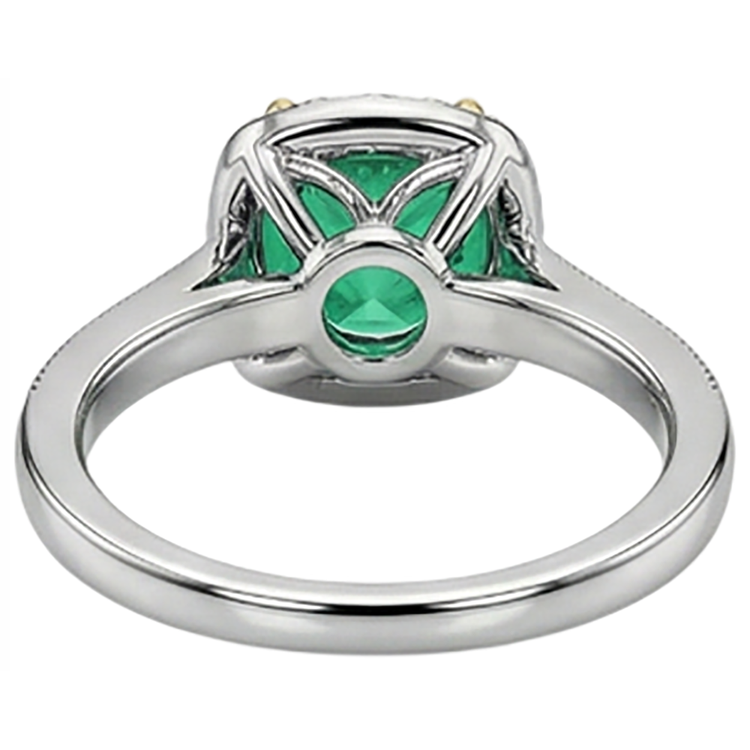 Taille Brillant Émeraude bague en Or 14K Bicolore – vue arrière
