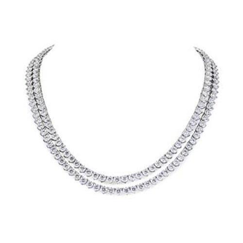 Double 38 Carats Round Cut Véritable Diamonds Lady Necklace White Gold 14K