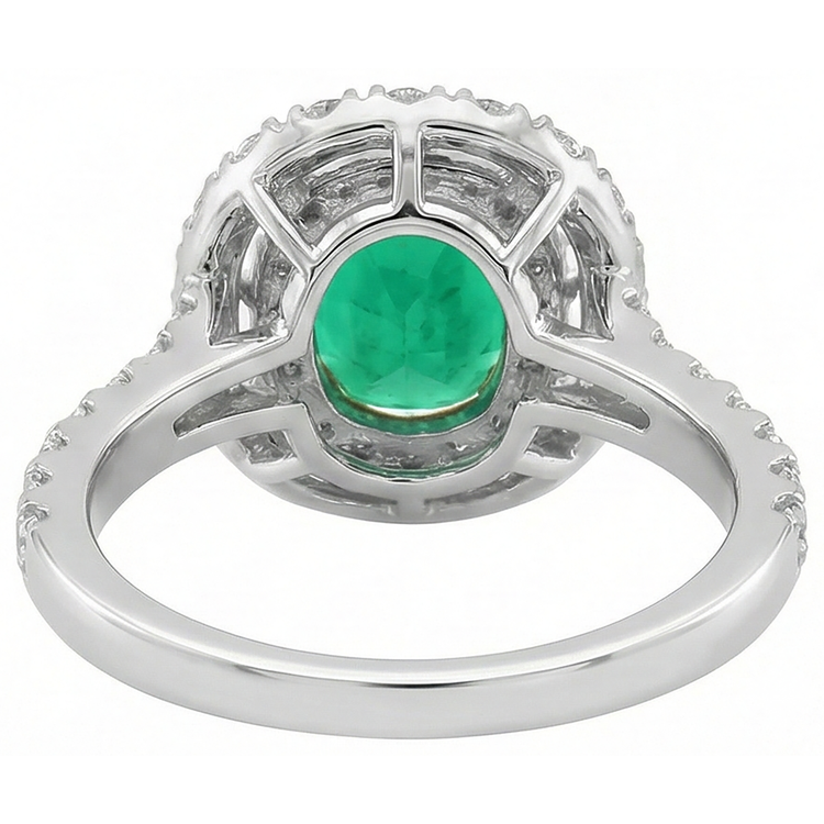 Bague avec Gemme Or Bicolore 14 Carats avec Émeraude Colombienne – vue de dessus