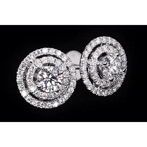 Double Halo Véritable Diamond Studs 3.50 Carats