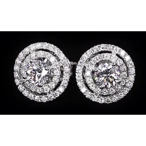 Double Halo Véritable Diamond Studs 3.50 Carats