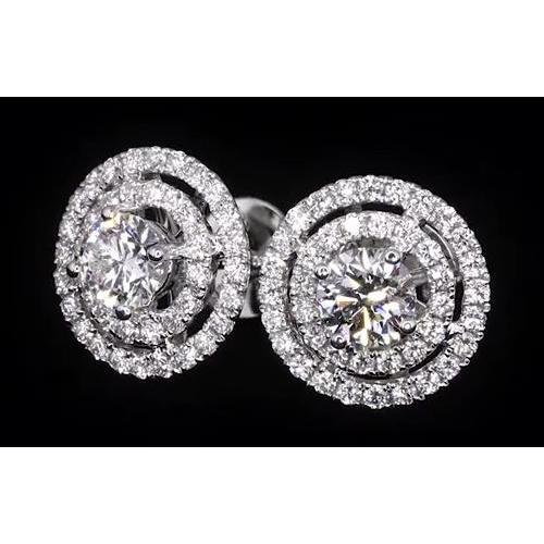 Double Halo Véritable Diamond Studs 3.50 Carats