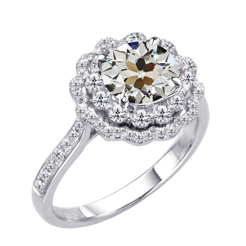 Bague Sertie Halo Or 14K Blanc avec Brillant – vue principale