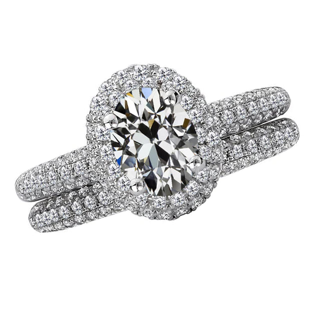 Brillant Bague Halo 4 carats Or Blanc 14 Carats – vue principale