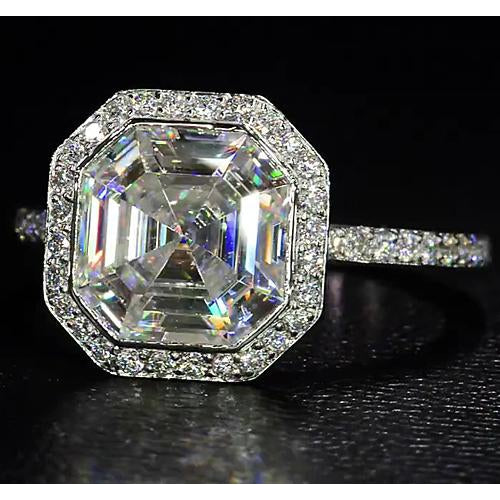 Élégante Dague En Naturel Diamant Asscher Halo De