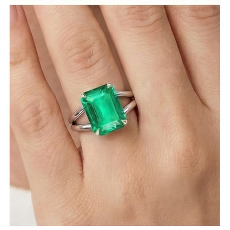 Émeraude Bague avec Gemme – vue arrière