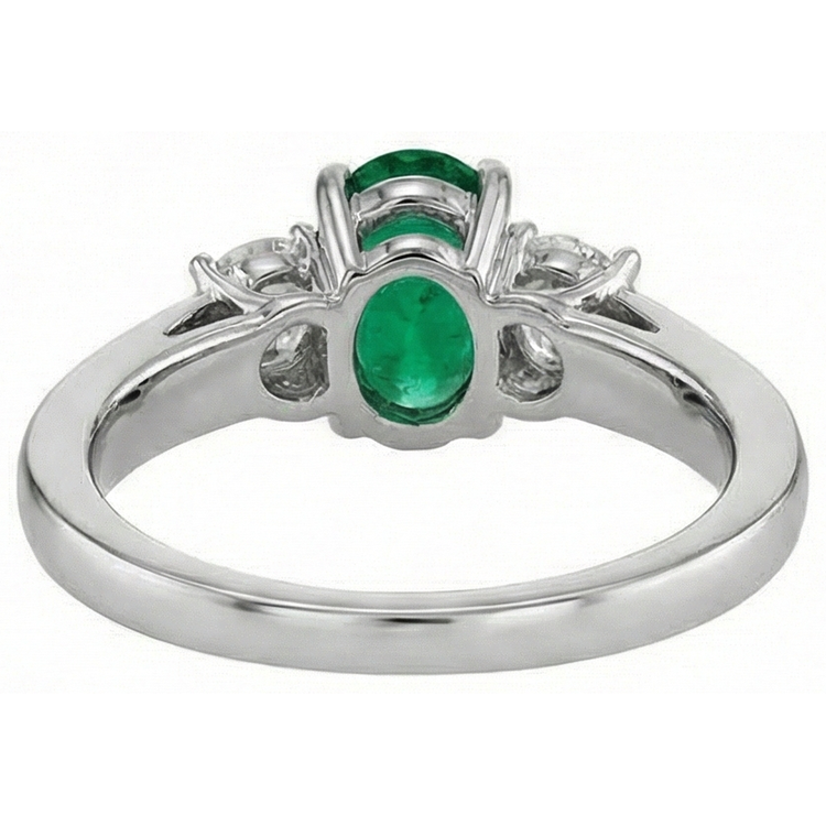 Émeraude Vert avec bague de fiançailles diamant sertie 3 griffes 2.50 ct. GT 14K