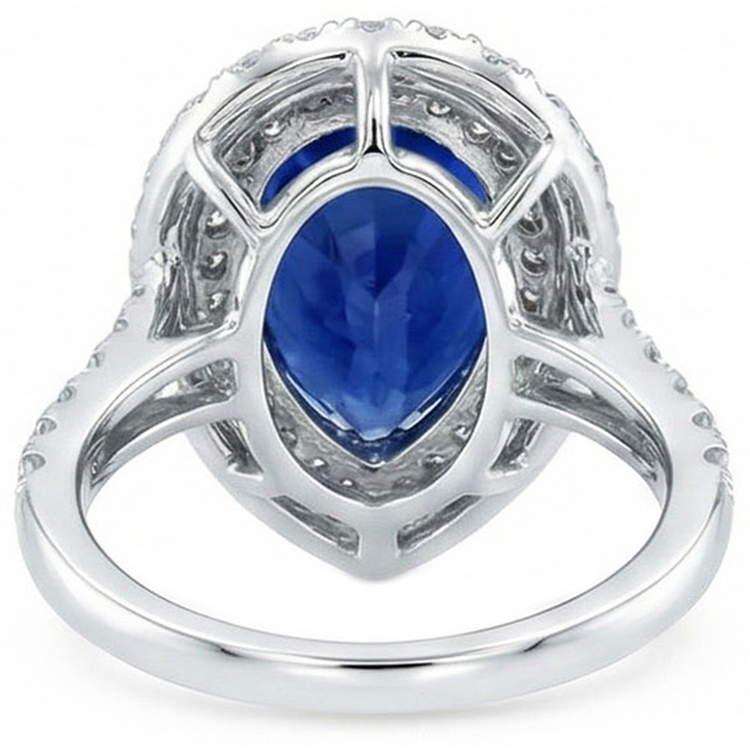 Énorme Bague Saphir Double Halo