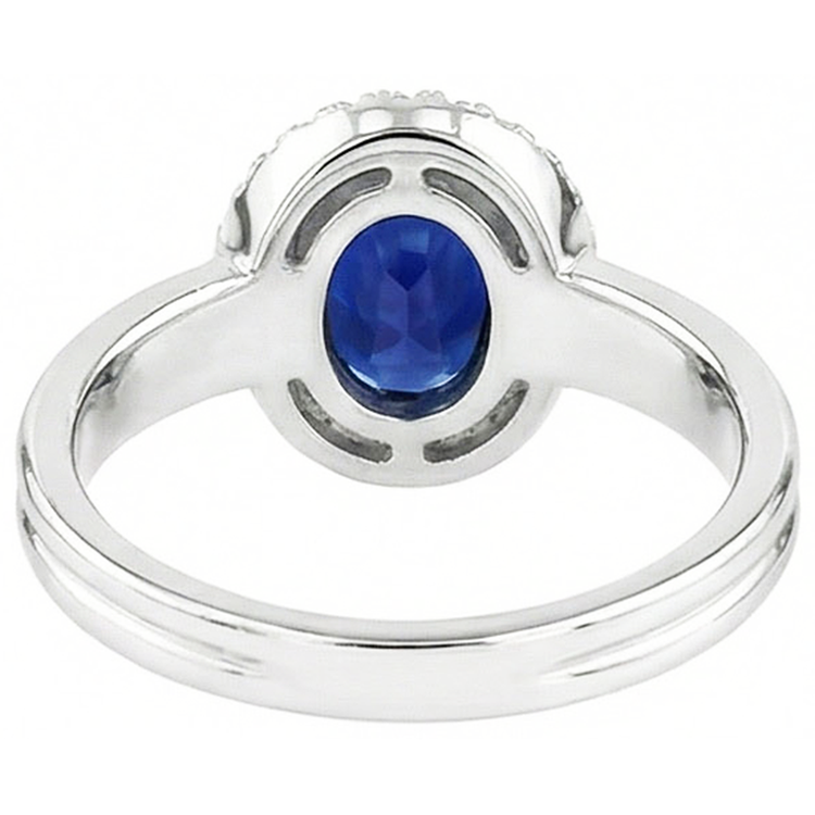 Ensemble Alliance Diamant & Saphir Bleu Ovale 3 Carats Or Blanc