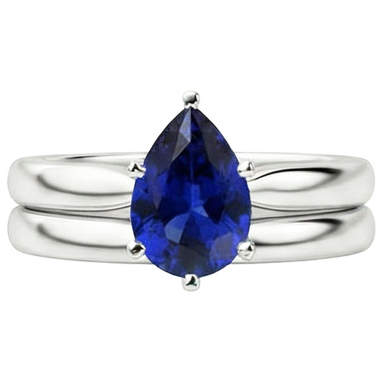 naturel pear saphir 2carats alliance sur blanc