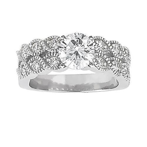 Ensemble De Bagues De Fiançailles De Style Vintage Avec Véritable Diamants 2.80 Carats Nouveau
