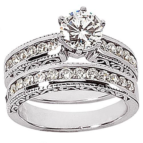 Ensemble De Bagues De Fiançailles En Réel Diamants Magnifiques 4 Carats