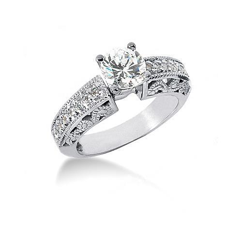 Ensemble De Bagues De Fiançailles En Véritable Diamant De Style Antique 1.95 Carats