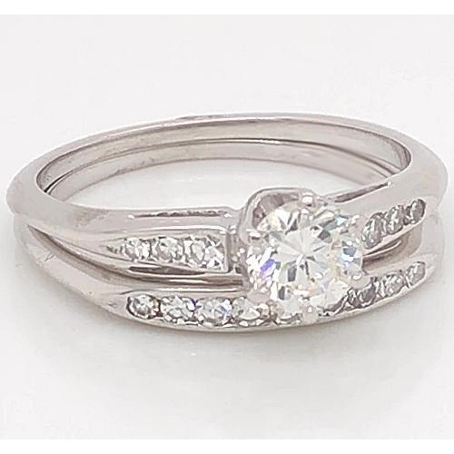 Ensemble De Bagues De Fiançailles En Véritable Diamants 1.75 Carats Pour Femmes. Bijoux En Or Blanc 14K