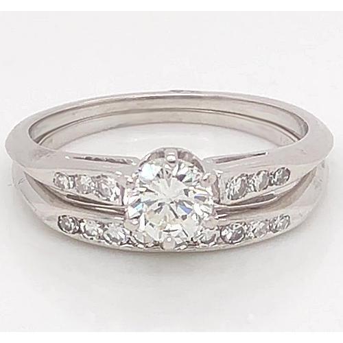 Ensemble De Bagues De Fiançailles En Véritable Diamants 1.75 Carats Pour Femmes. Bijoux En Or Blanc 14K
