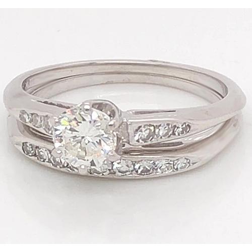 Ensemble De Bagues De Fiançailles En Véritable Diamants 1.75 Carats Pour Femmes. Bijoux En Or Blanc 14K