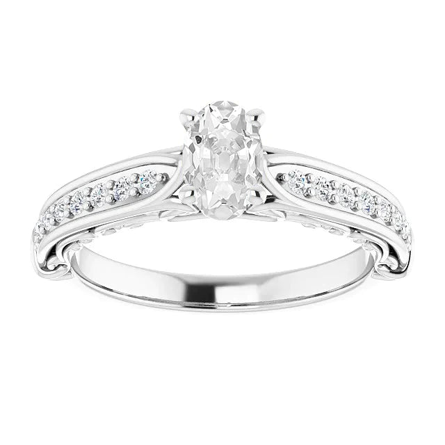 Ensemble De Broches De Surface De Bague De Réel Diamant De Taille Ovale De Style Antique 4 Carats