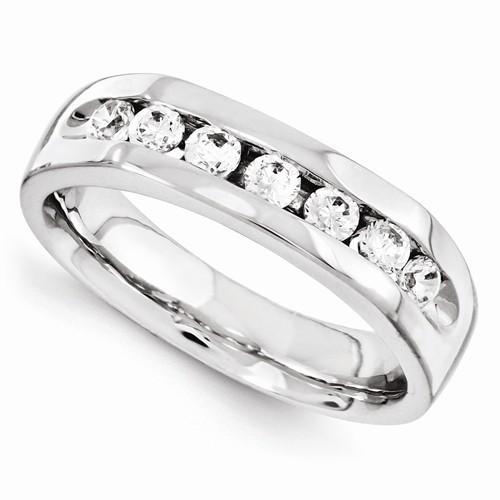 Ensemble De Canaux De Bande De Réel Diamants 0.70 Carats Or Blanc 14K