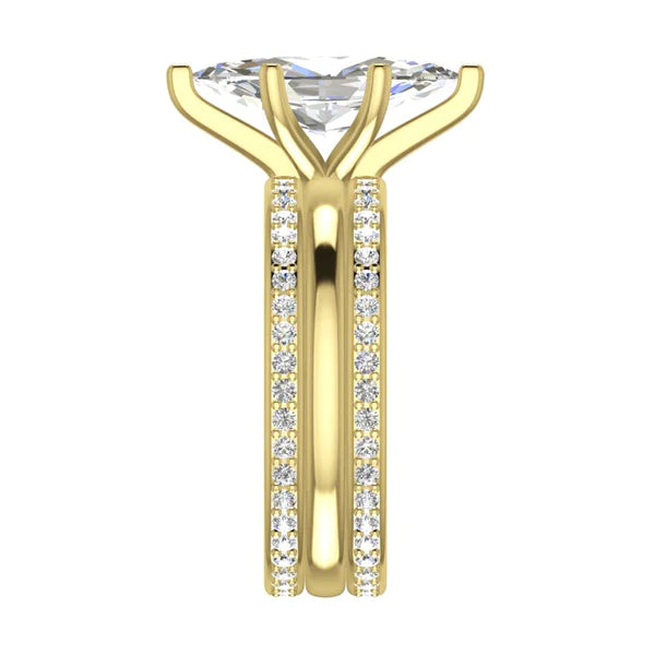 Ensemble d'Alliances 3 Pièces en Or Jaune Taille Marquise 3,50 Carats Réel Diamant