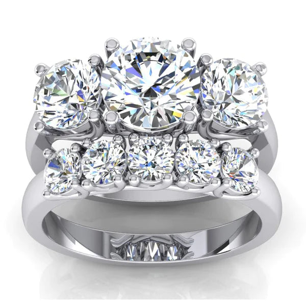 Ensemble de Bagues Réel Diamant Pour Femme Or blanc Bijoux Coupe Confort