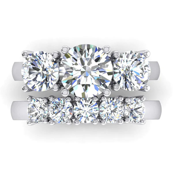 Ensemble de Bagues Réel Diamant Pour Femme Or blanc Bijoux Coupe Confort