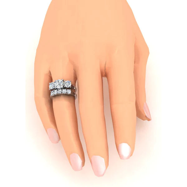 Ensemble de Bagues Réel Diamant Pour Femme Or blanc Bijoux Coupe Confort