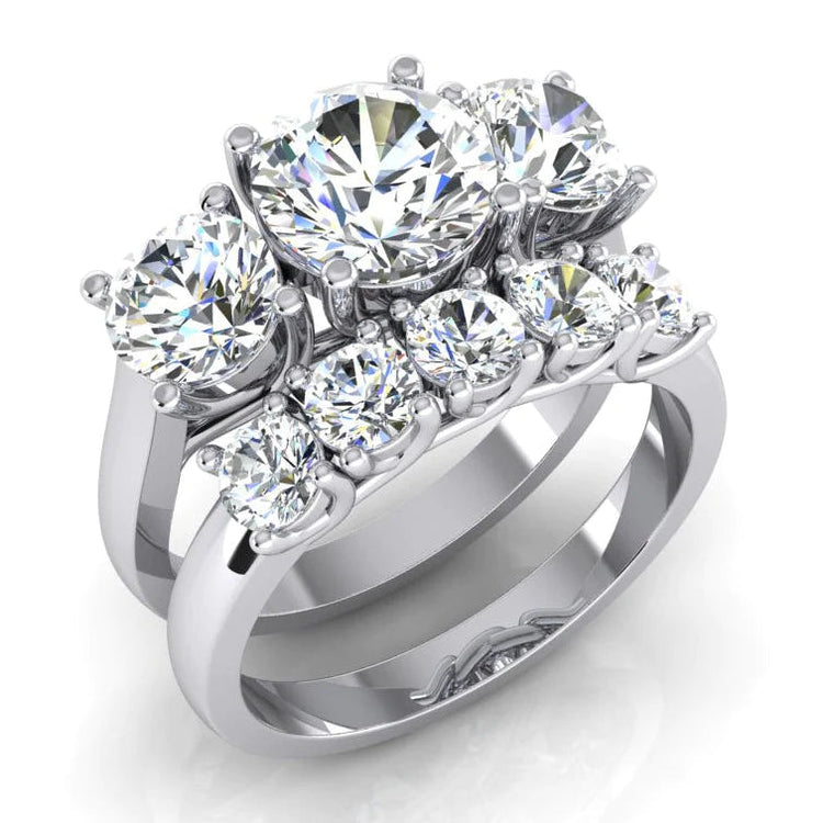 Ensemble de Bagues Réel Diamant Pour Femme Or blanc Bijoux Coupe Confort