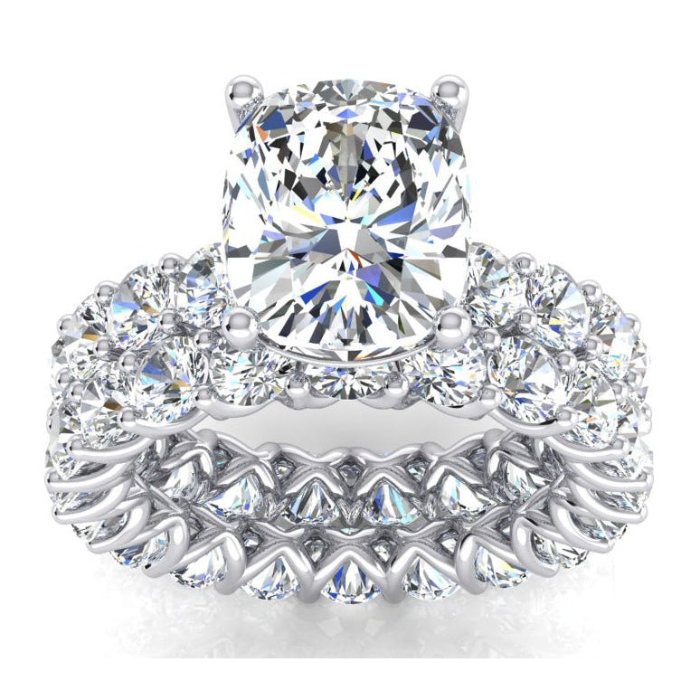 Ensemble de bagues de fiançailles Véritable diamant gros coussin 12.50 carats