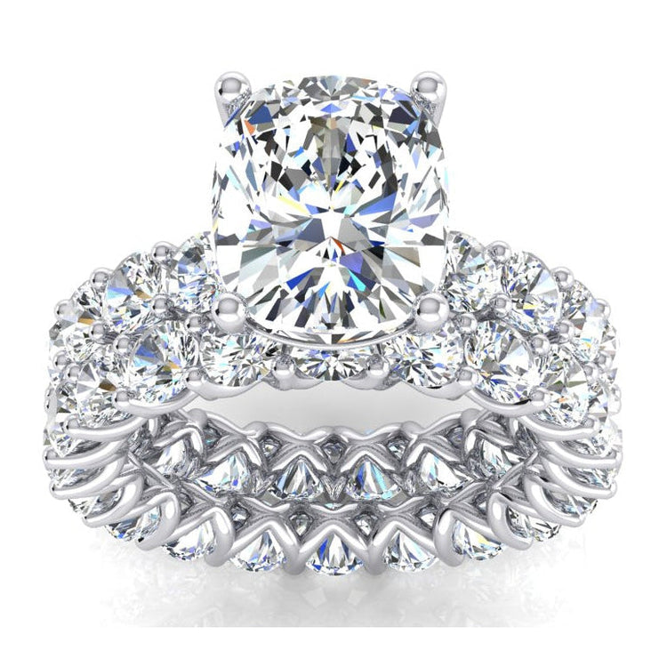Ensemble de bagues de fiançailles Véritable diamant gros coussin 12.50 carats