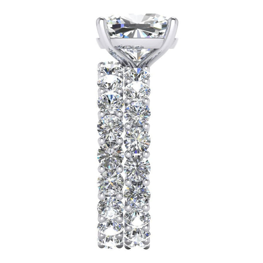 Ensemble de bagues de fiançailles Véritable diamant gros coussin 12.50 carats